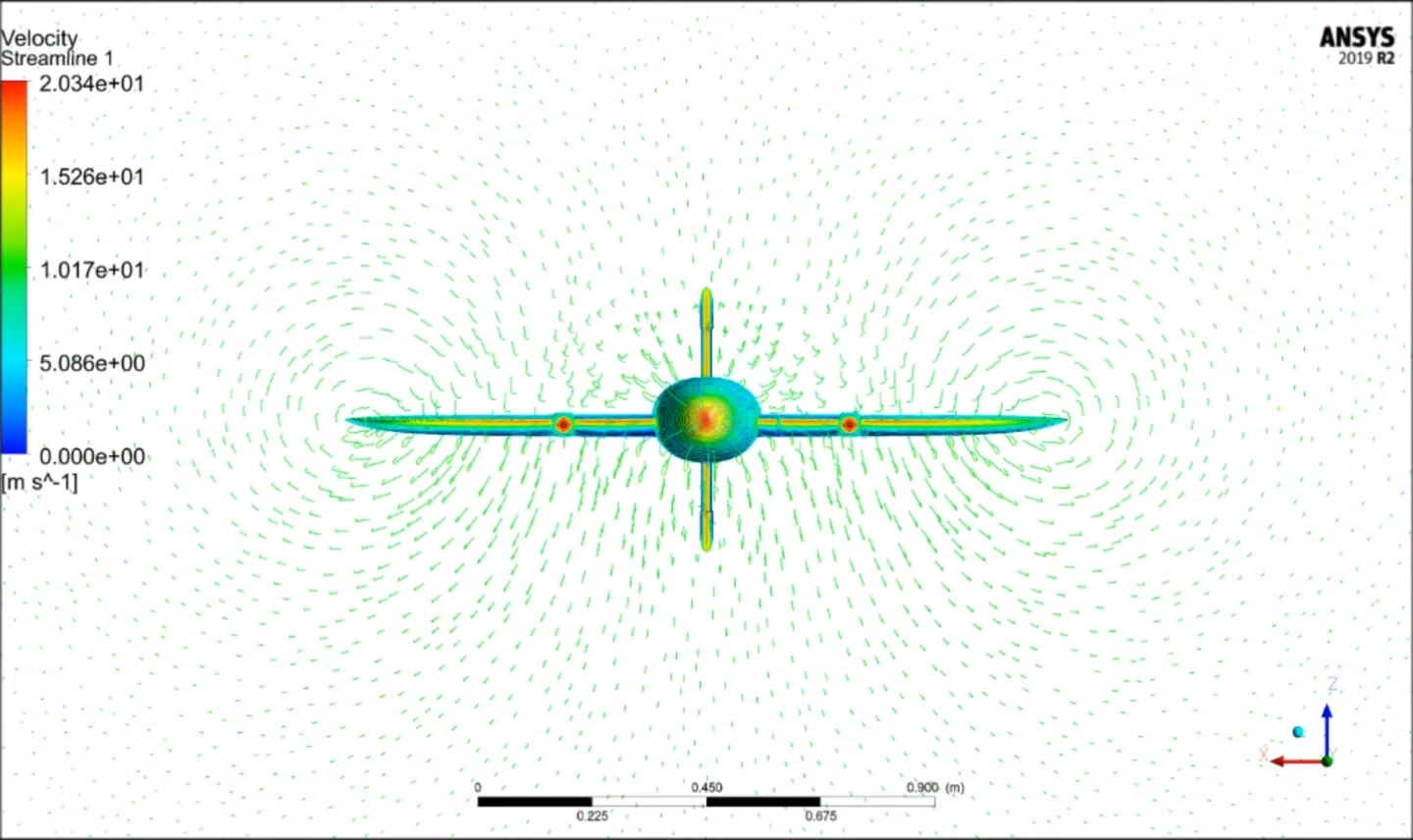 Front-view velocity visualisation with the original scale and units.